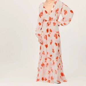 NWT Reformation collection 100% silk Cambridge floral long sleeve Dress sz S